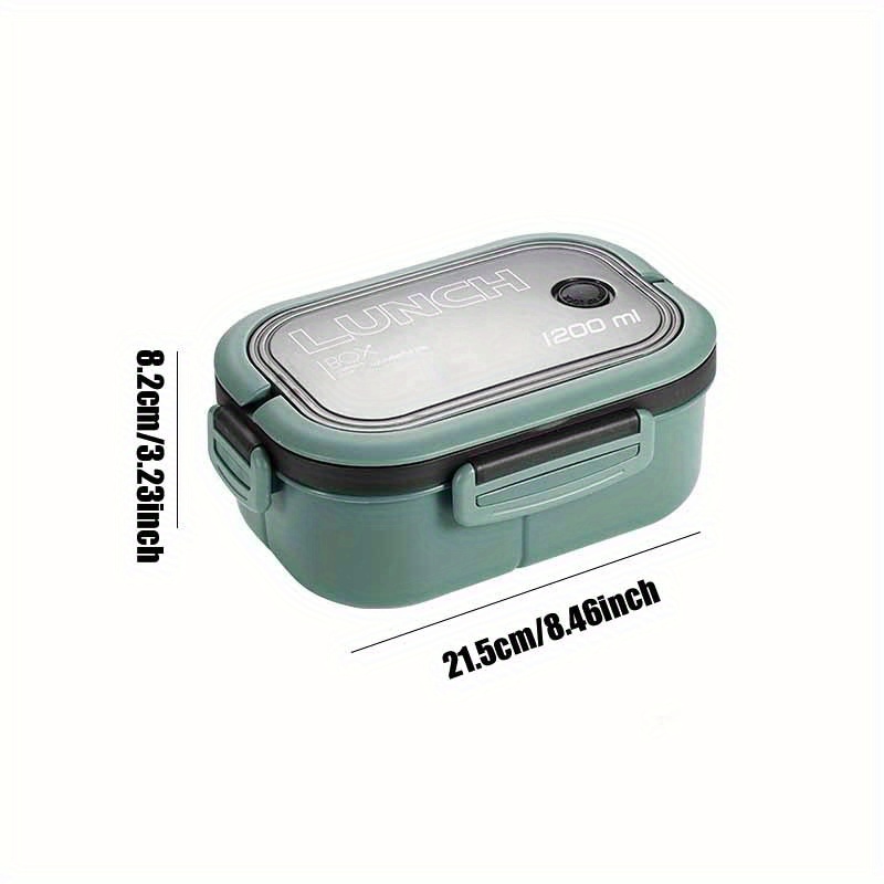 2 Grid Green Steel Lunch Box With Bowl & Spoon
