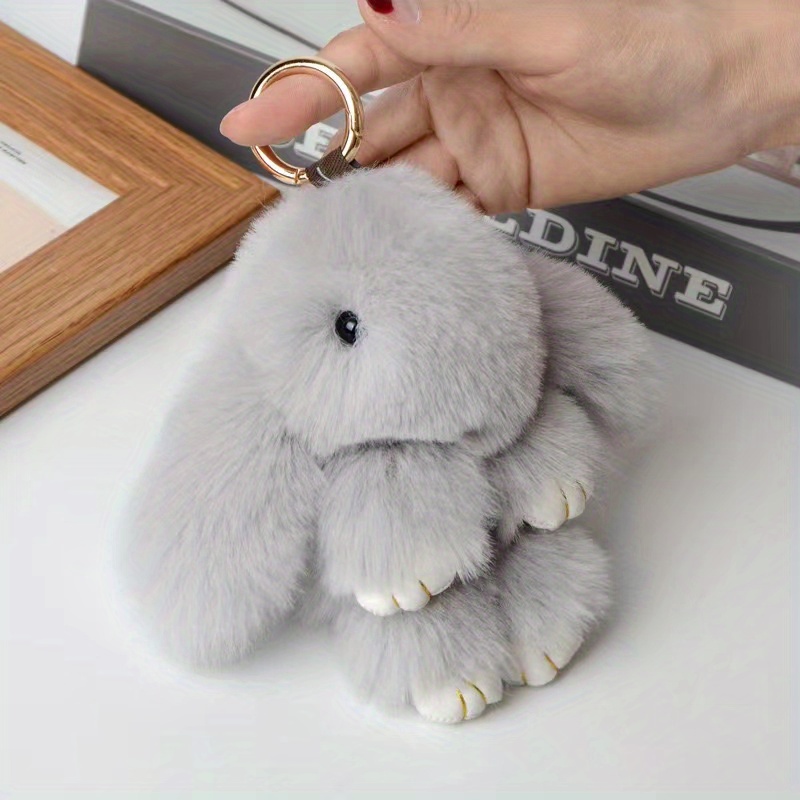 Real Rex Rabbit Fur Pendant Keychain Women Cute Mini Plush Bunny Bag Car  Key Ring Charm Trinket Ornaments Girl Birthday Gift - AliExpress