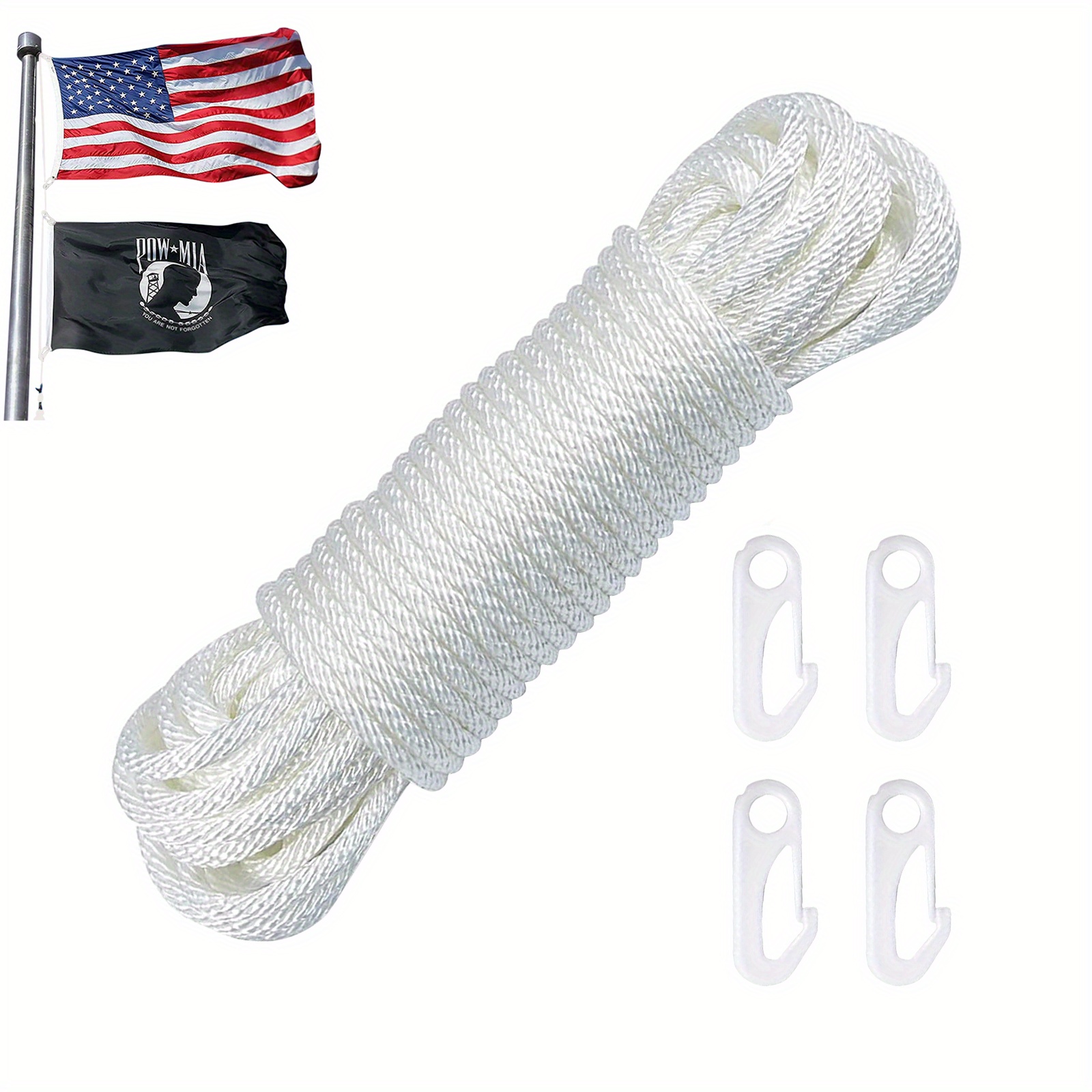 Flag Pole Rope Kit, Flag Pole Halyard Nylon Rope With Flag Pole Plastic  Hook Clips, Outdoor Flagpole Accessories, Rope For Clothesline, Swing,  Camping - Temu United Arab Emirates
