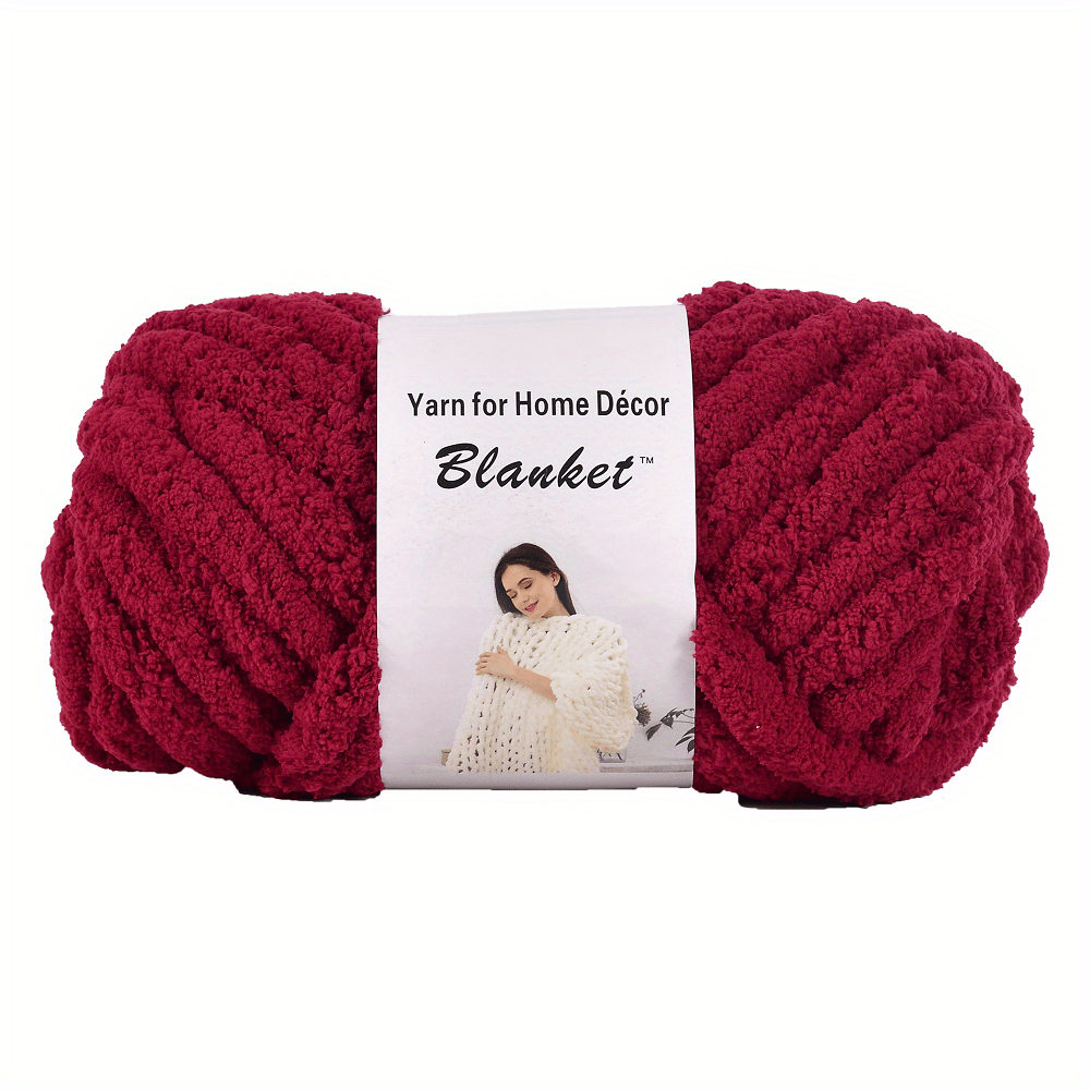 HOMBYS Red Chunky Chenille Yarn for Crocheting, Bulky Thick Fluffy Yarn for  Knitting,Super Bulky Chunky Yarn for Hand Knitting Blanket, Soft Plush