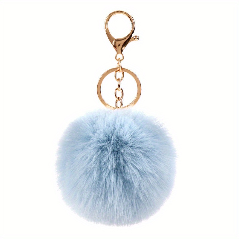 Cute Faux Rabbit Fur Ball Pom Pom Keychain Car Key Ring - Temu