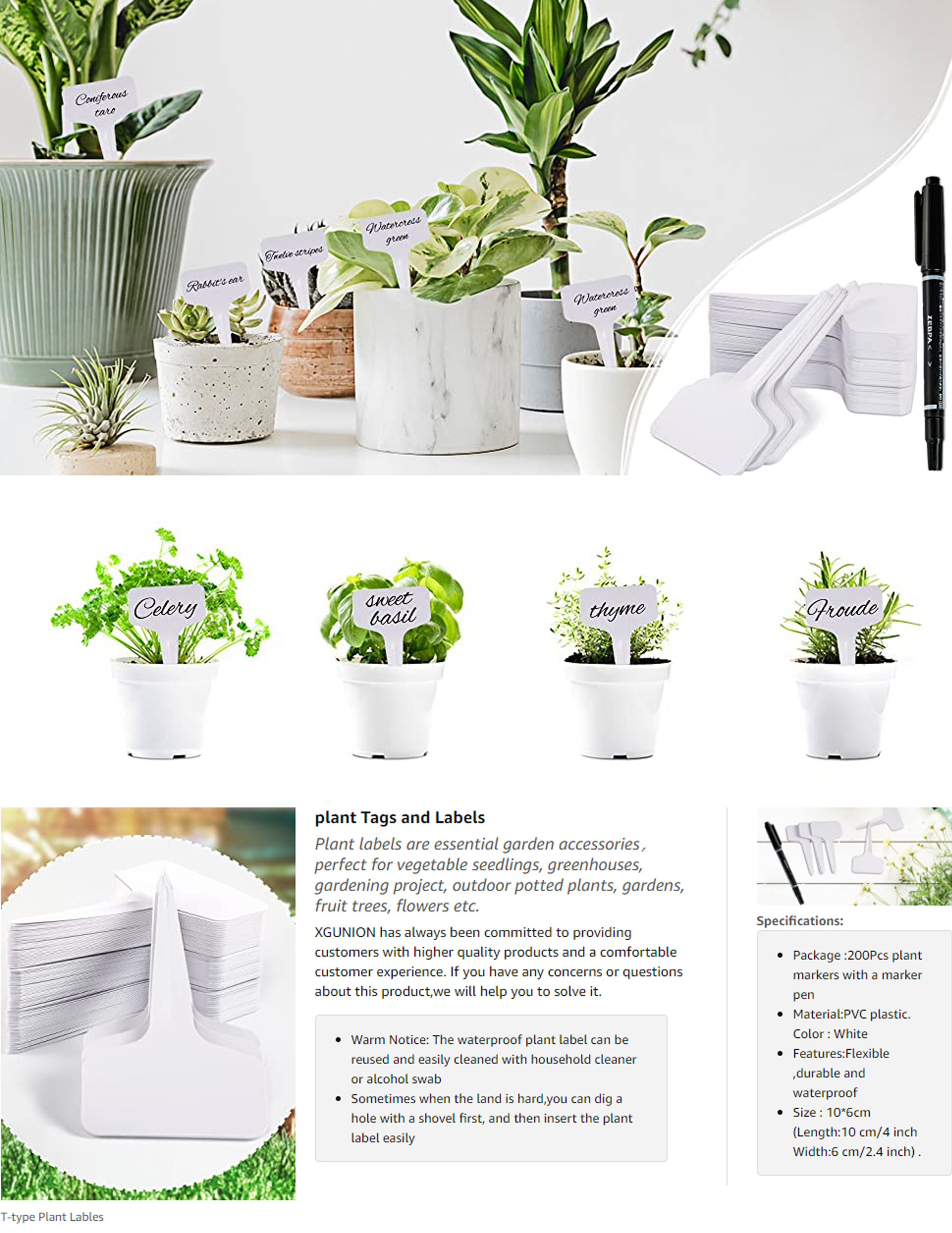 Plant Labels, White Plastic Waterproof Nursery Stake Tags With Double  Headed Waterproof Garden Marker Pen Black - Temu Hungary