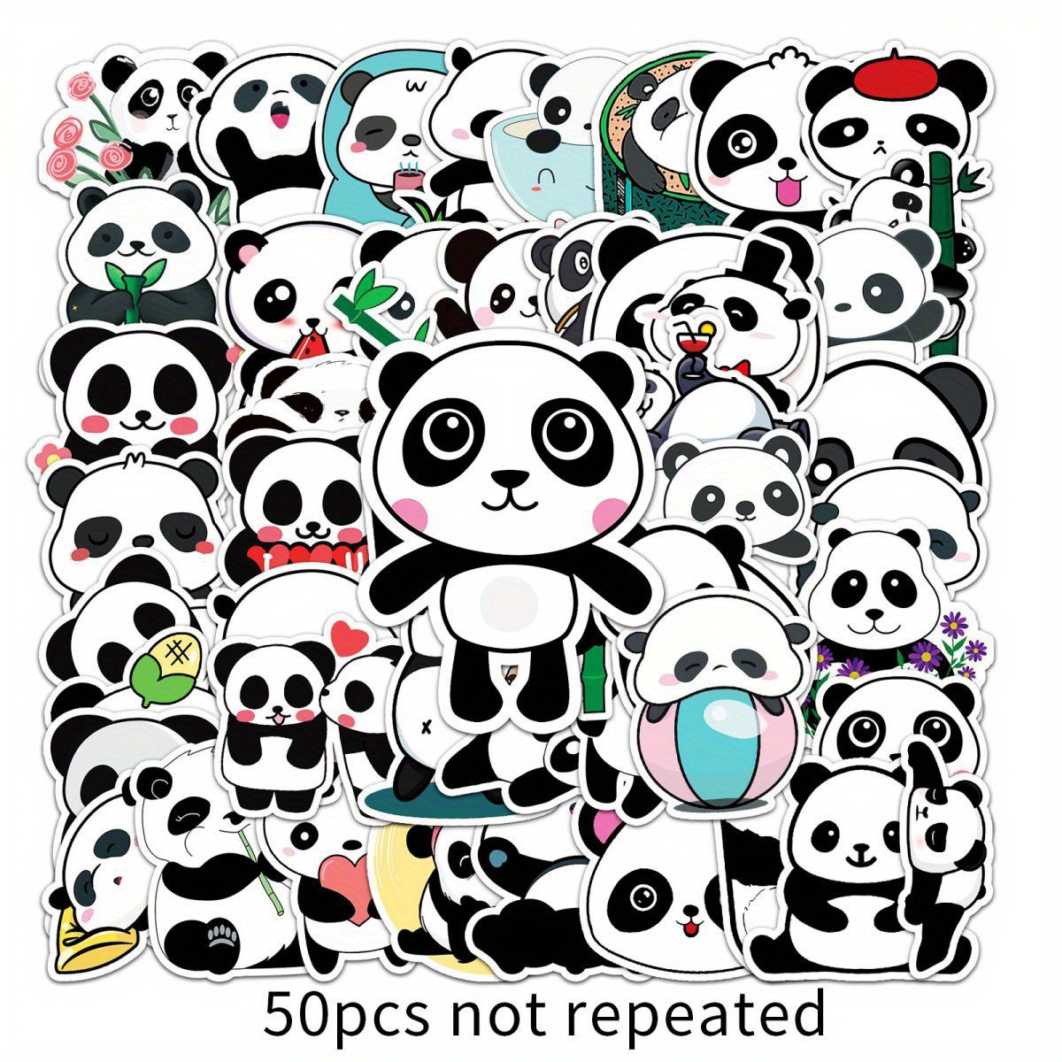 Cute Panda Black and White Stickers - 2 Pack of 3 Stickers - Waterproof  Vinyl for Car, Phone, Water Bottle, Laptop - Panda Decals (2-Pack)