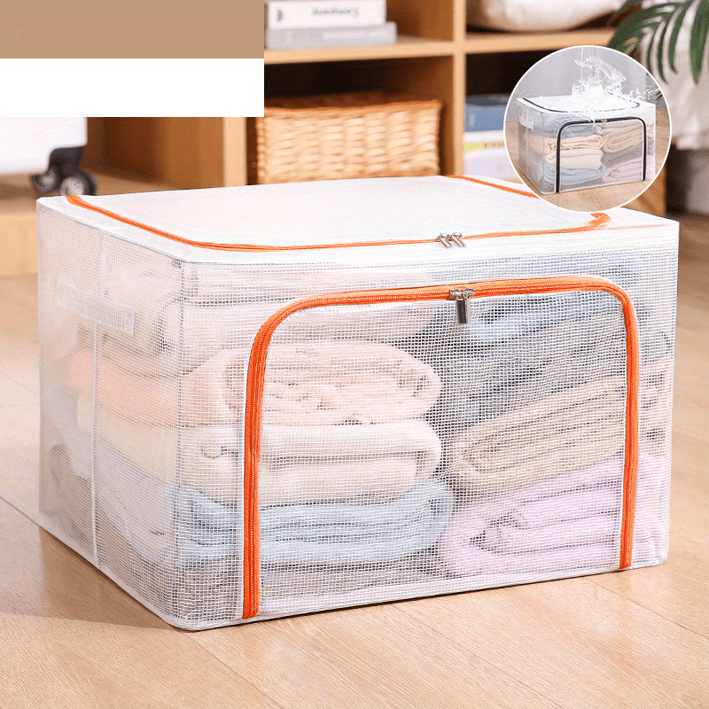 Wholesale Waterproof Clothing Storage Box With Transparent Window Foldable  Dust-proof Organizer blue From China