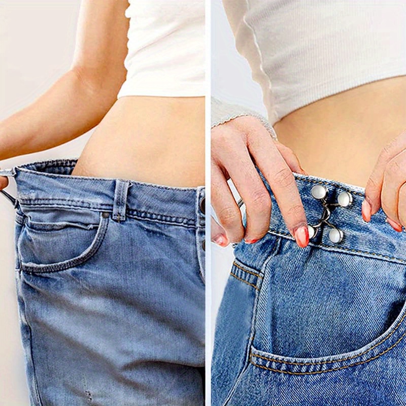2 Sets Pant Waist Tightener Instant Jean Buttons For Loose Jeans Pants  Clips For Waist Detachable Jean Buttons Pins No Sewing Waistband Tightener  (bla