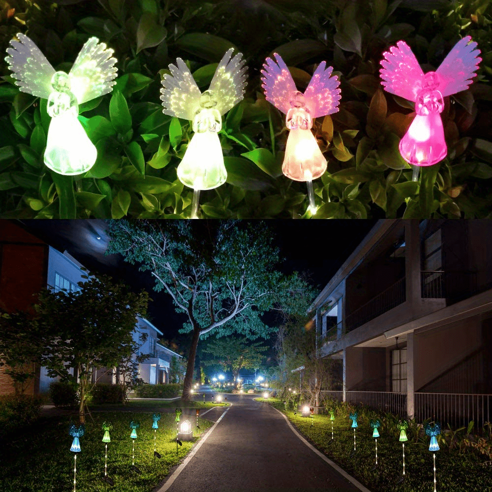 Jardin Ange Statue Décor d'extérieur Solaire Ange Jardin Décor Pendaison de  crémaillère Cadeau avec 6 Leds Mimenor