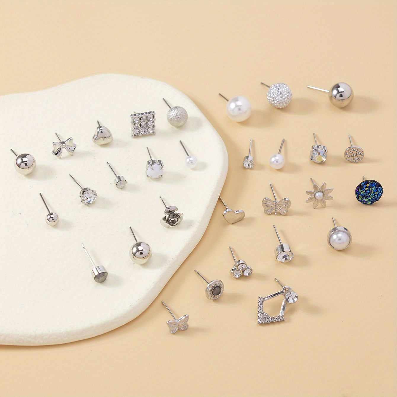 66 Pairs Assorted Multiple Stud Earrings Set