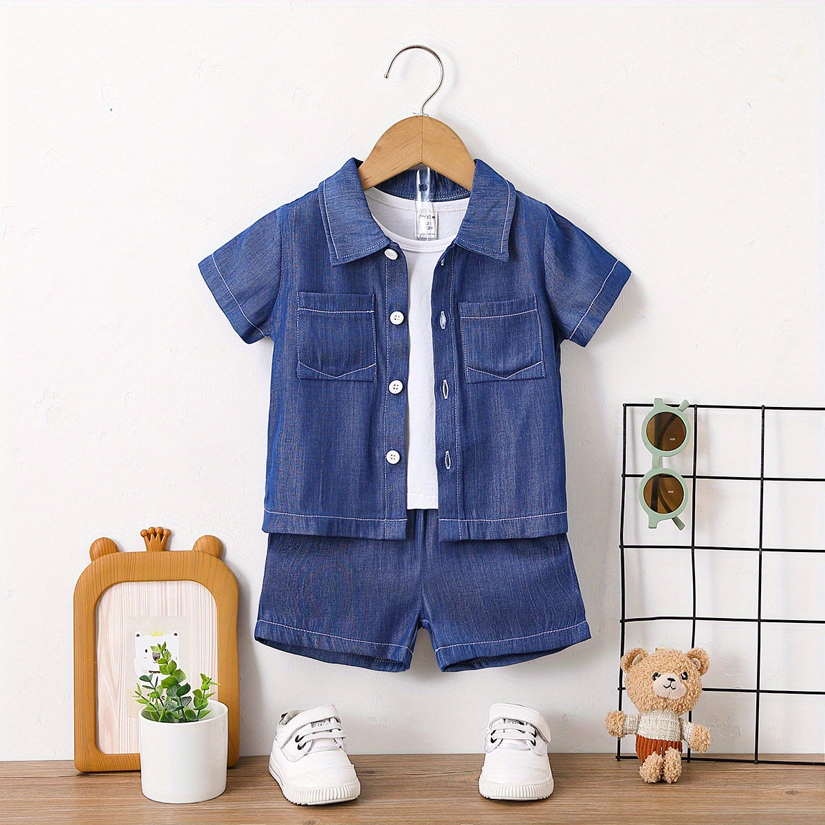 Boys denim hot sale button up