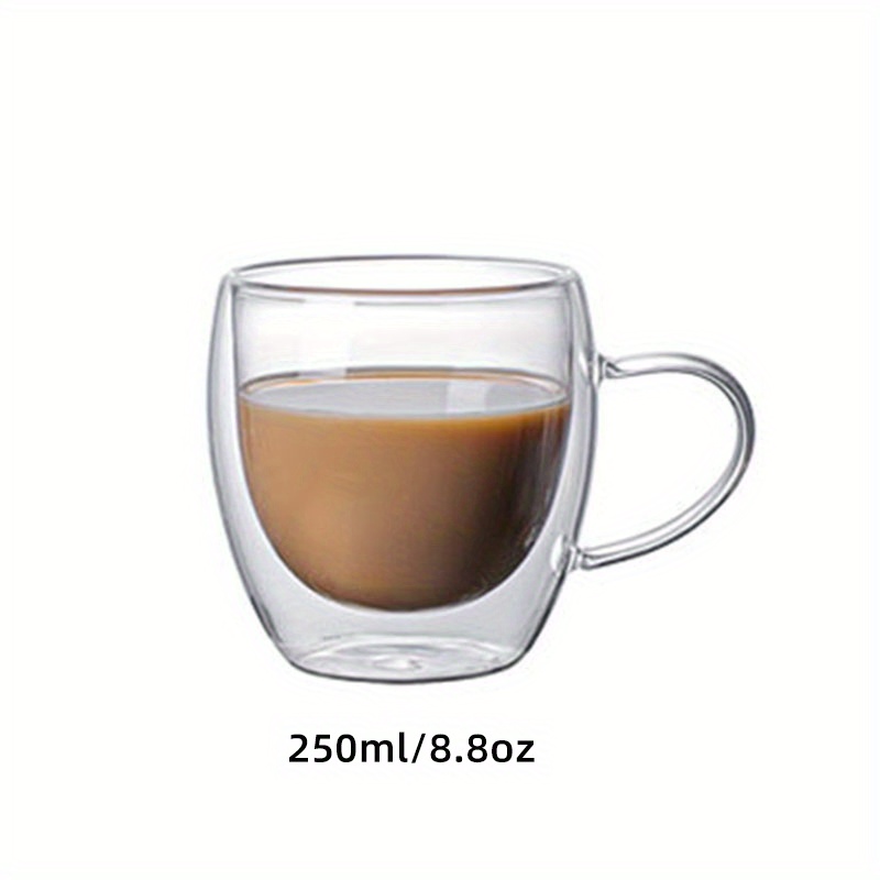 1pc 250ml(8.5oz) Espresso Mugs Thermo Double Wall Glass Coffee Cups With  Handle Insulated Glasses Espresso Mugs