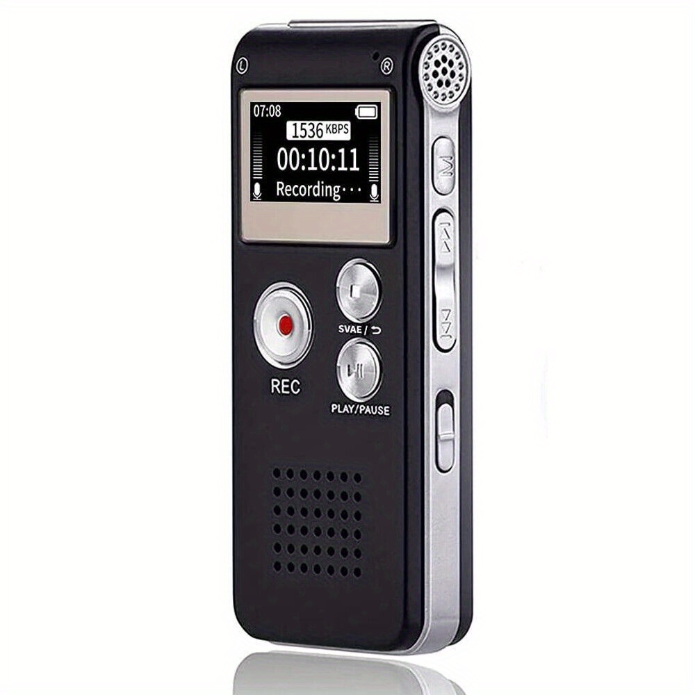 Grabadora de voz digital, compatible con varios idiomas, grabación de un  botón, reducción de ruido, grabadora de voz, reloj, temporizador, apagado