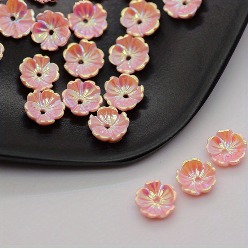 TEMU 20 Stück Imitations-Blumen aus Muscheln, 8 mm Nagelsticker mit fünf Blütenblättern, AB Schillernde Harzblumen