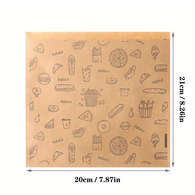 Fasola Greaseproof Paper Bag, Kraft Paper Bag, Food Packaging Bag,  Disposable Packaging - Temu