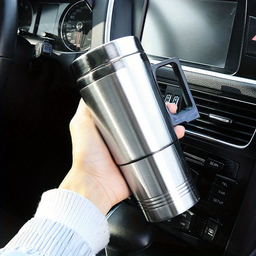 12V Car Heating Cup Car Heated Mug, 15.22oz Stainless Steel Travel Electric  Coffee Cup Insulated Heated Water Bottle Mug