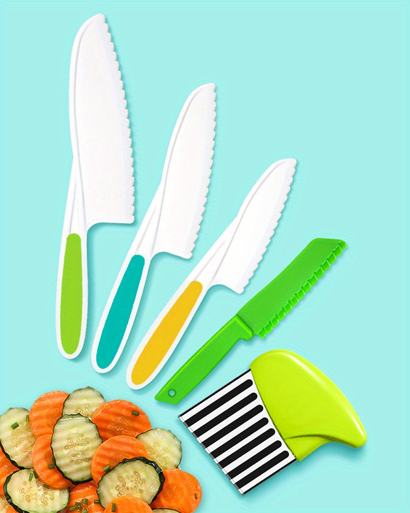 5 Cuchillo de cocina de madera para niños, juego de cuchillos para niños  pequeños, cuchillos de cocina, cortador arrugado de verduras, utensilios de  cocina para niños, suministros YONGSHENG 8390612816642
