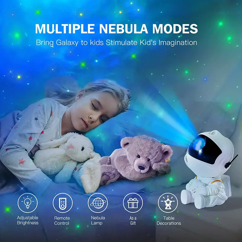 1pc star projector astronaut galaxy light projector kids nebula night light with remote control and 360 rotation magnetic head sky starry nebula aurora lamp for kids bedroom ceiling gaming room decor details 0