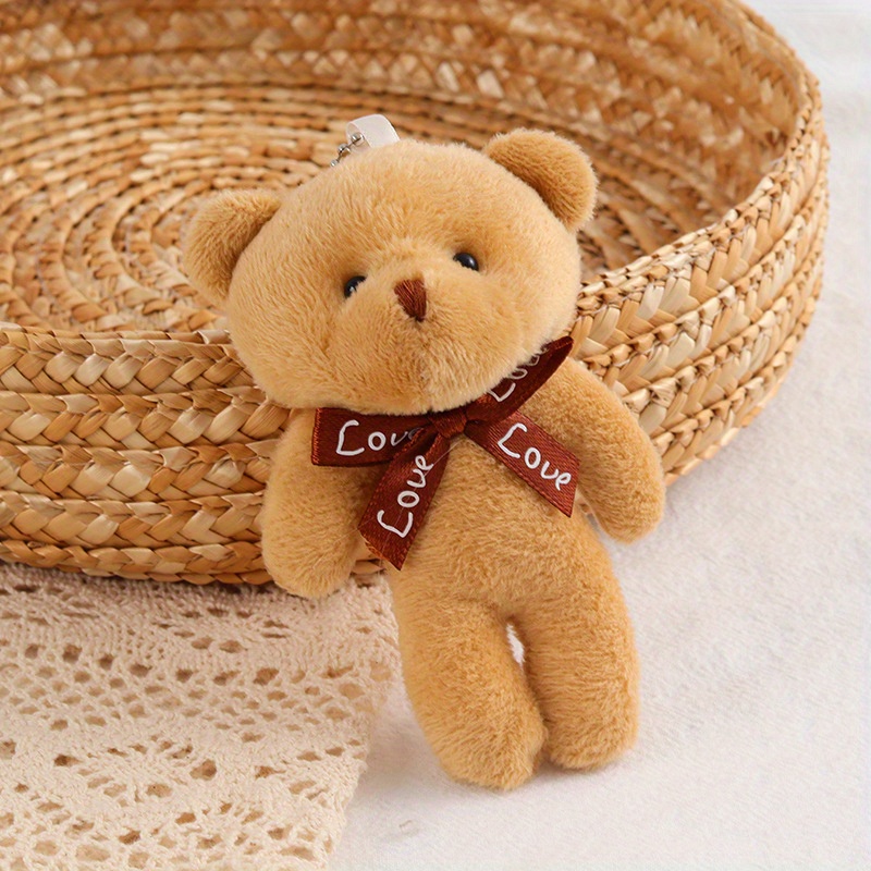 1pc, Animal Plush Keychains Cute Teddy Bear Plush Doll Siamese Bear Doll Bear Key Chain Pendant Gift,Trinket Bag Accessories Plush Party Favors,Temu