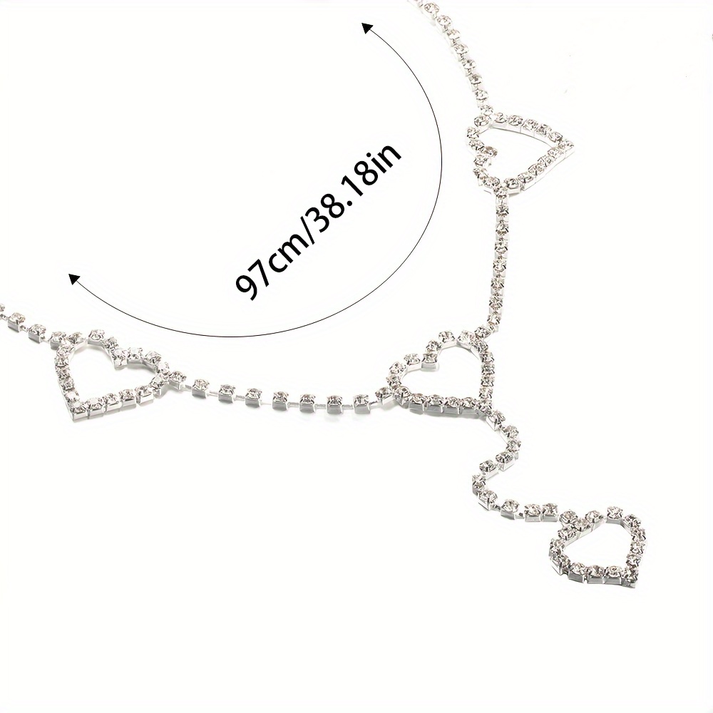 Love Heart Waist Chain Inlaid Shiny Rhinestone Adjustable Temu