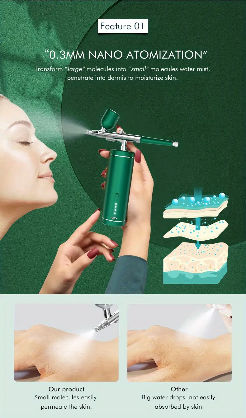 0 3mm multifunction cordless airbrush kit get professional level makeup tattoo facial spray results at home details 5