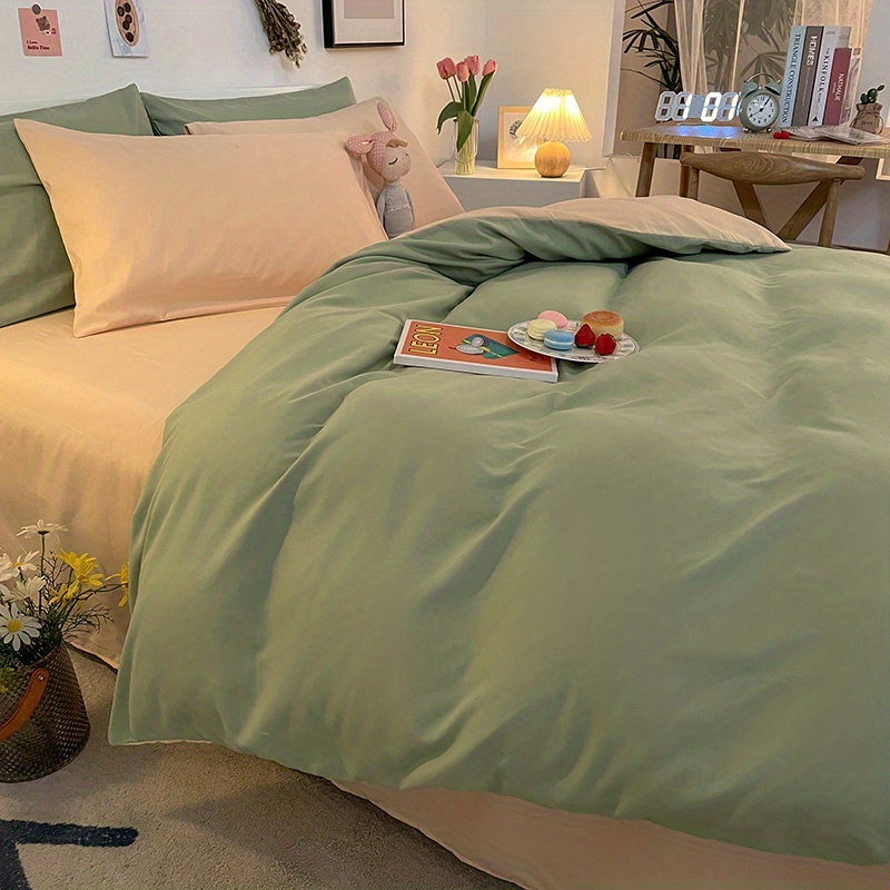 Sage Green Duvet Cover Set Solid Color Aesthetic Duvet Cover - Temu