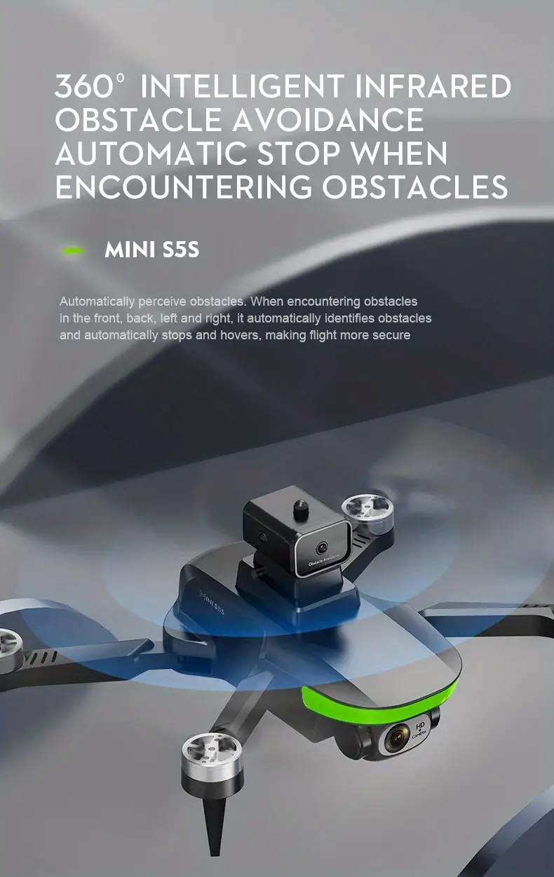 ls s5s brushless foldable drone with dual camera hd fpv obstacle avoidance optical flow positioning 90 ajustable lens 360 flip includes carrying case gift for boys and girls details 4