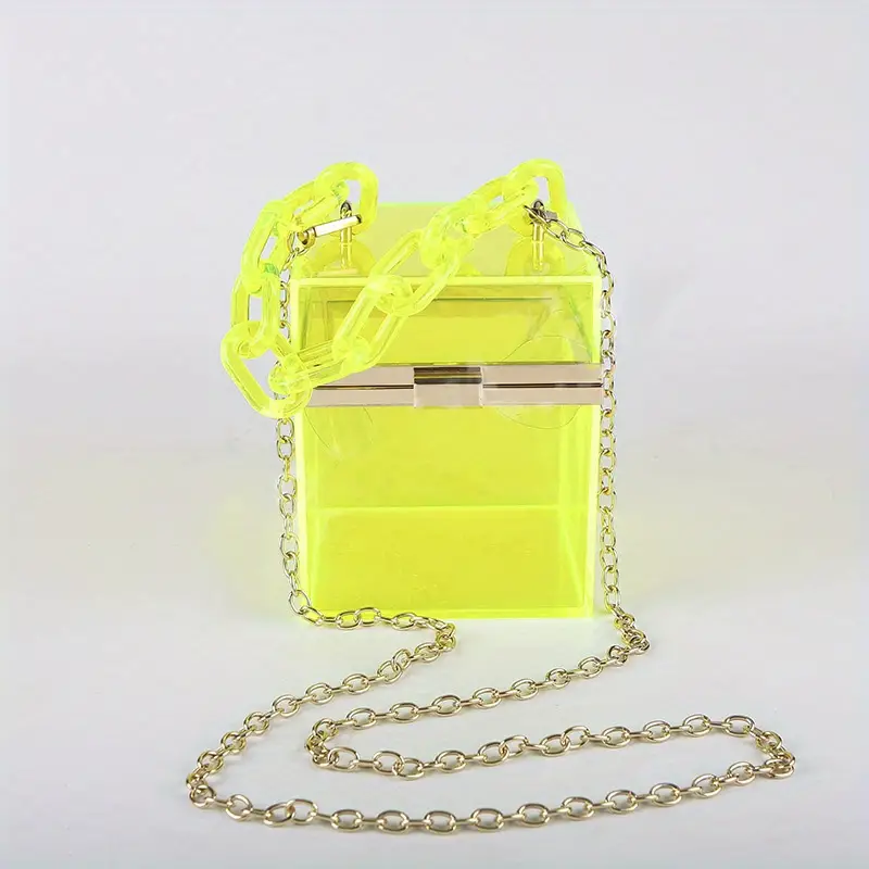 Clear Acrylic Box Handbags, Mini Chain Crossbody Bag, Square Jelly Evening  Purse For Women - Temu Italy