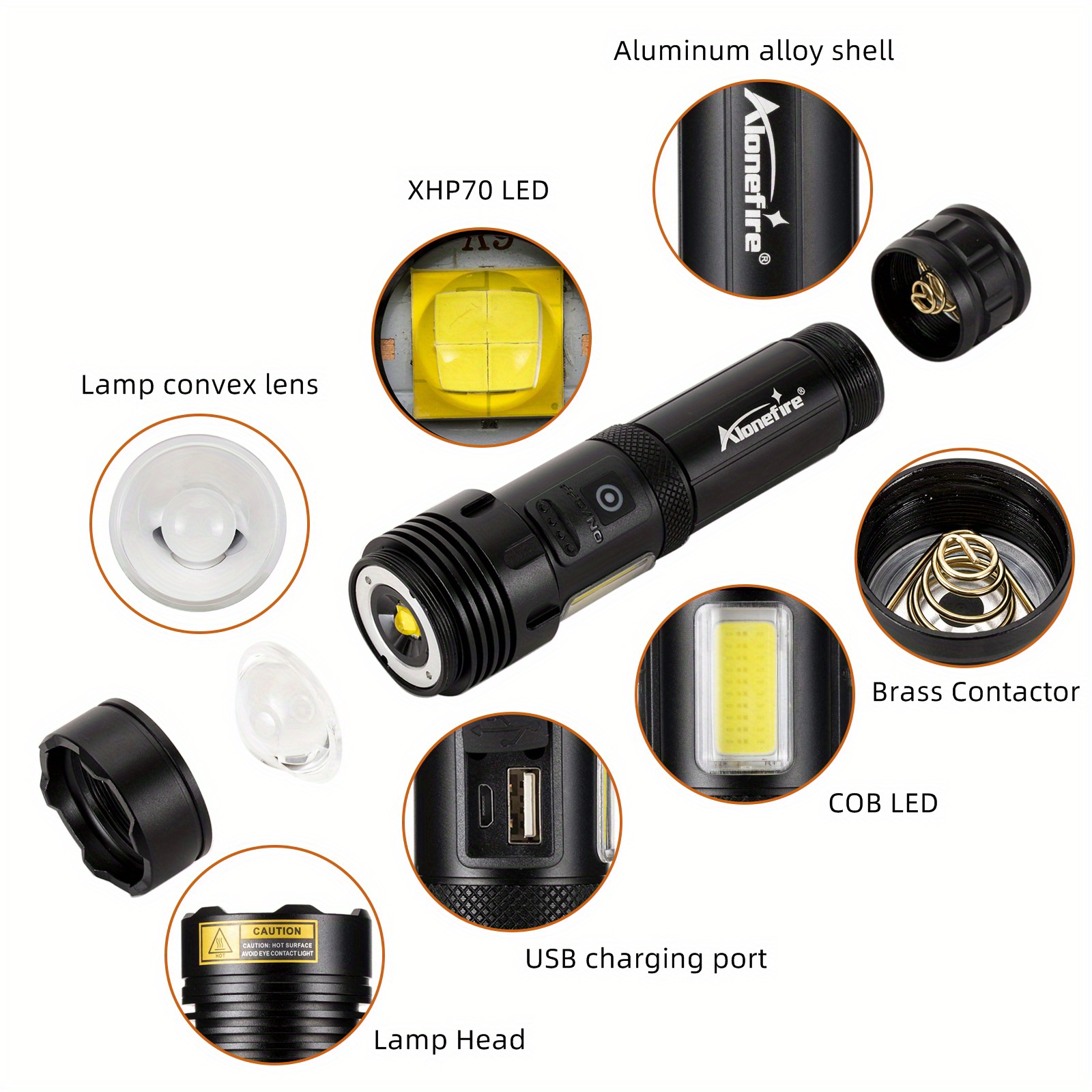 Alonefire H53 30w Xhp70 Most Powerful Zoomable Led Flashlight Power Bank Function Tactical Torch
