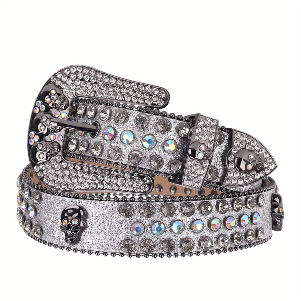 Luxury Strap Belts Men Women Skull Rhinestones Belt Diamond Studded Belt