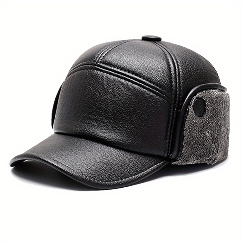 Gray Basics Hats For Men Baseball Baseball Hat, Dad Hats, Men's Snapback Father Earflaps Dad Winter Baseball