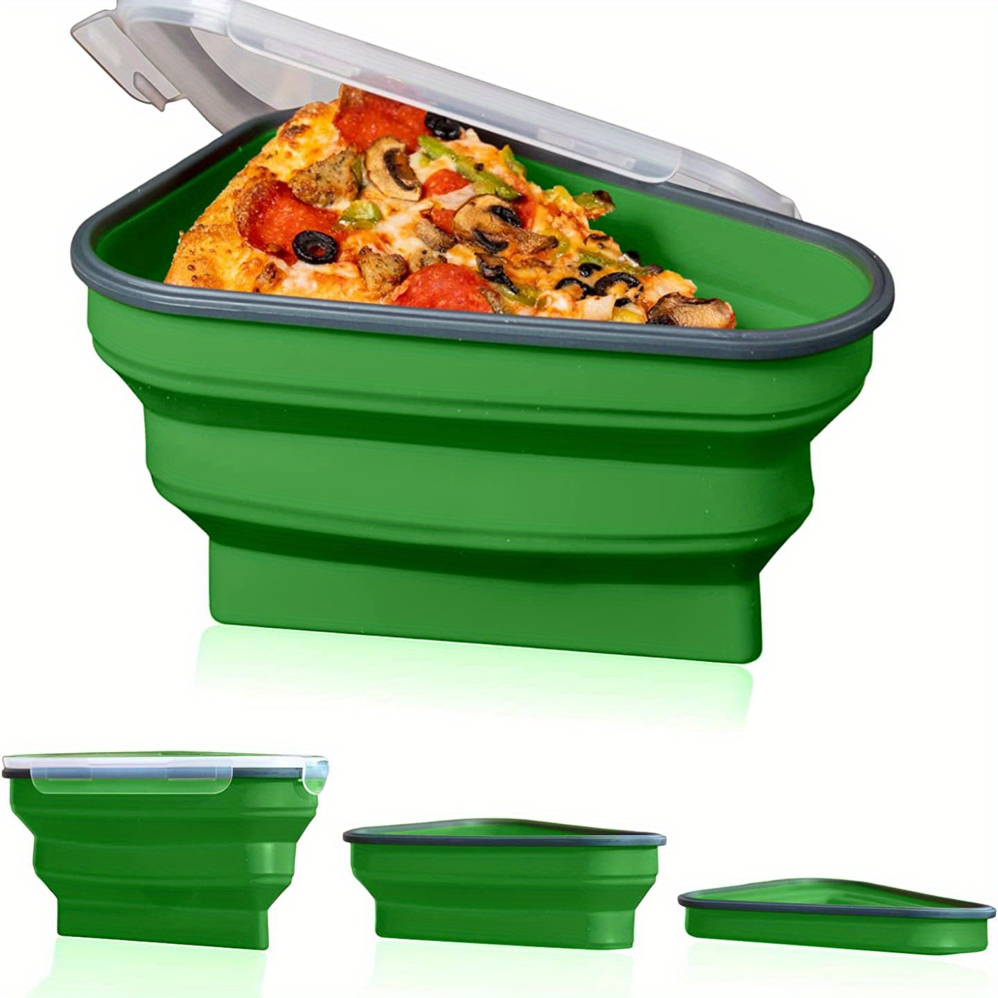 Reusable Silicone Leftover Pizza Storage Box Triangle Pizza Pack Bento  Lunch Box Expandable Lunchbox Collapsible Food Container