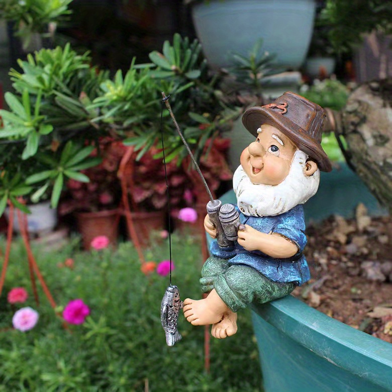 1pc Garden Statue, Fishing Old Man, Outdoor Statue Ornaments, Resin  Artcraft, Garden Decoration