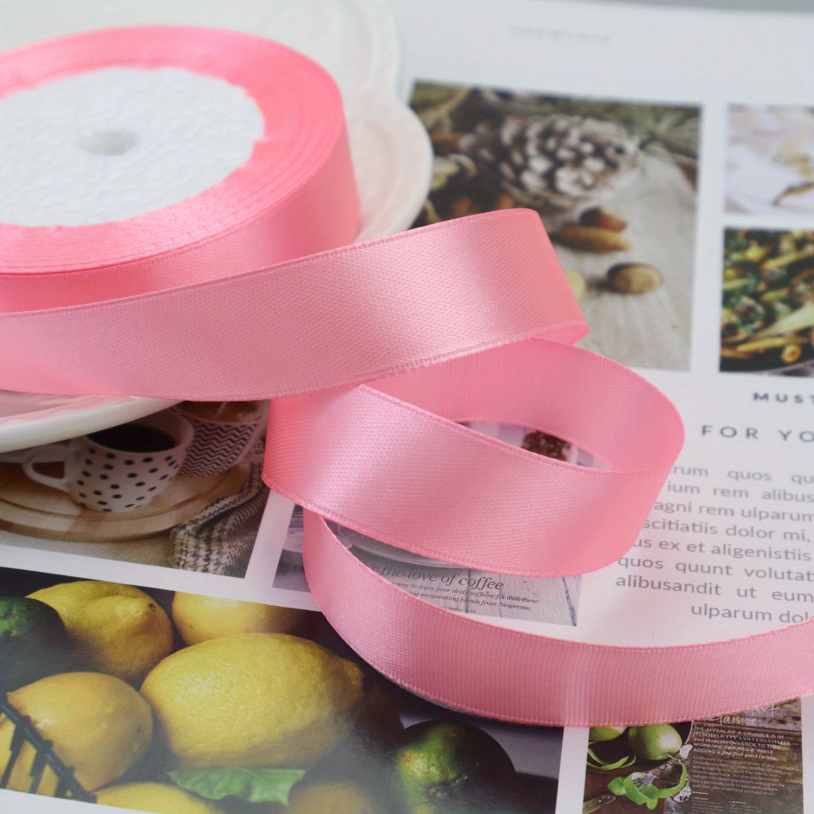  Champagne Pink Satin Ribbon 1 Inch x 25 Yards, Silk