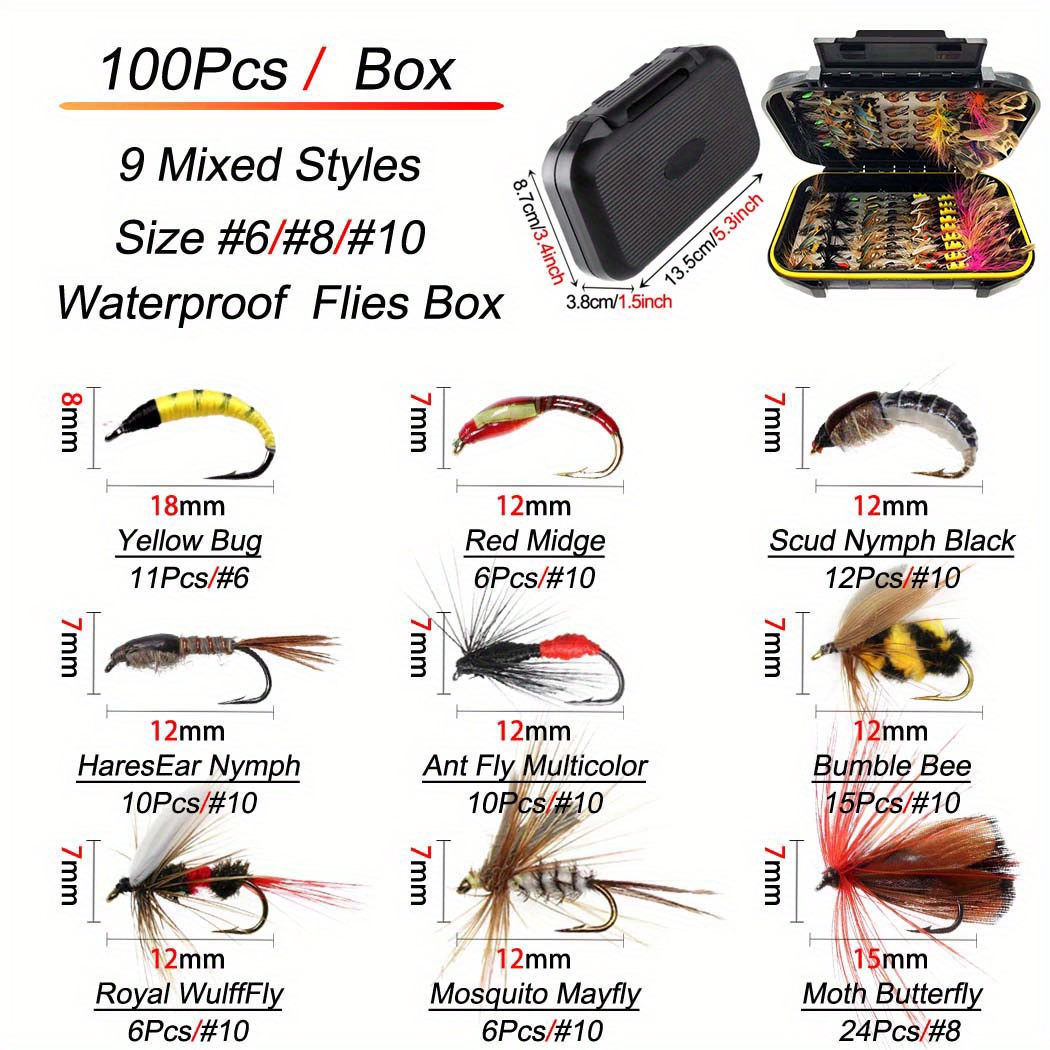 Fastboy Fly Fishing Dry Flies Wet Flies Set Large Amount Flies Assortment Kit Waterproof Fly Box Trout Fishing Other