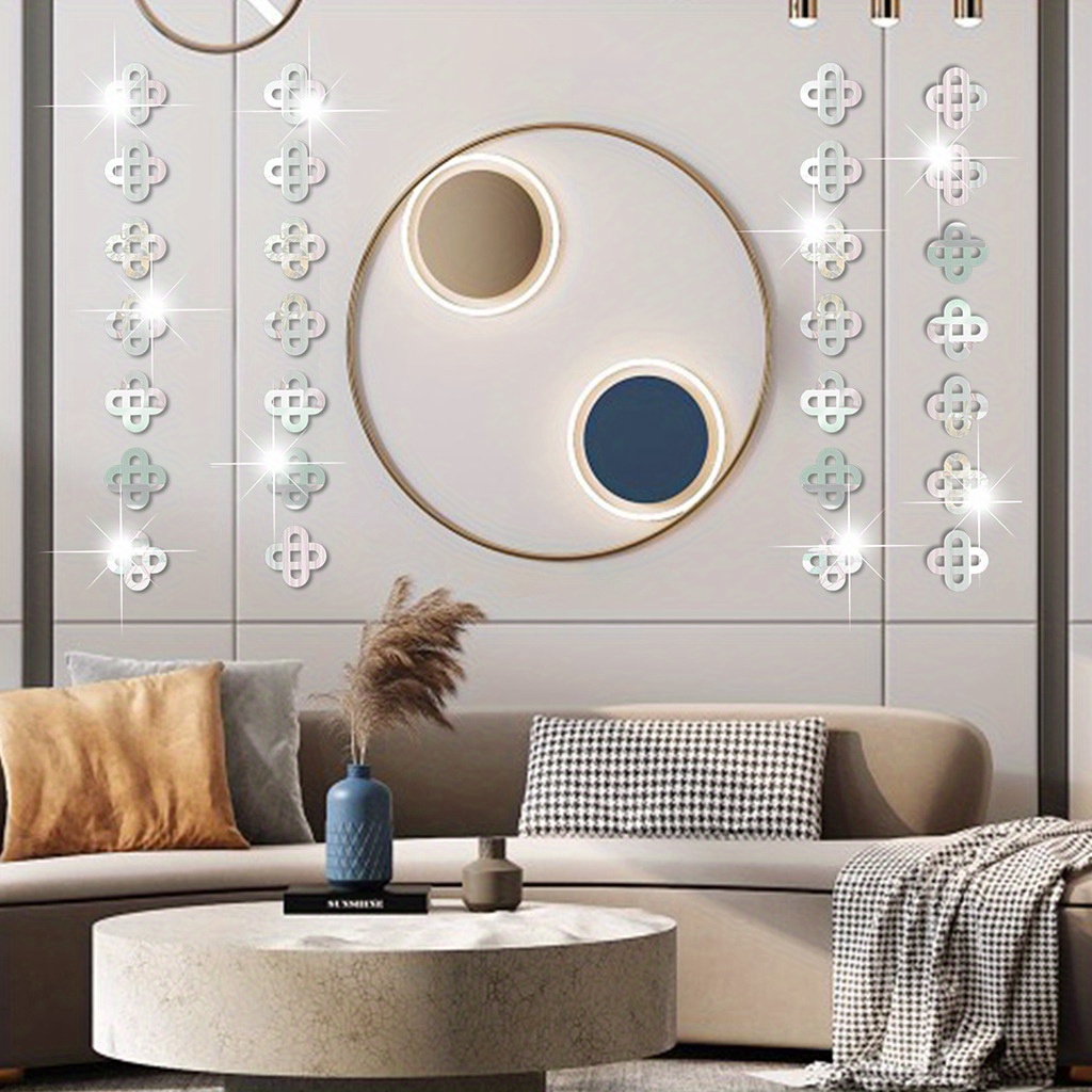 6Pcs Irregular Polygon Acrylic Mirror Wall Stickers Living Room Background  Decor
