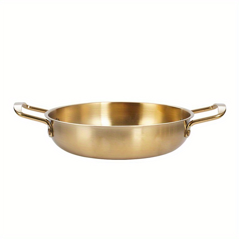 Stainless steel Spanish seafood rice pot Golden Korean Army Hotpot  Thickened commercial double ear frying pan Dry pot basin - AliExpress