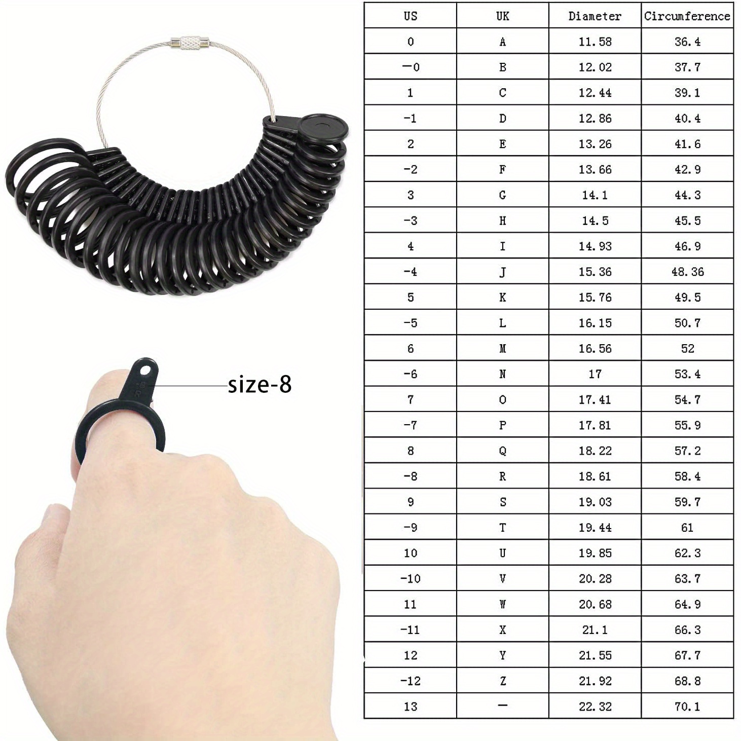 Ring Sizer Measuring Tool Plastic Ring Sizer Guage Sizes Temu