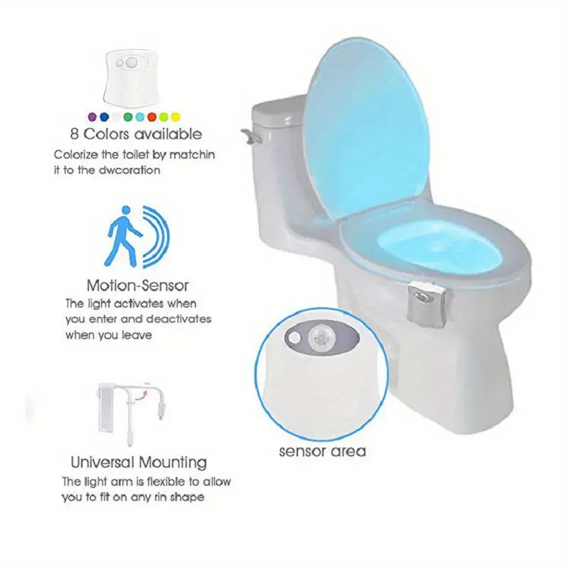 1pc toilet motion sensor night light 8 16 color bathroom sensing light intelligent sensing bathroom led light body movement activated seat up down sensing night light lighting details 6