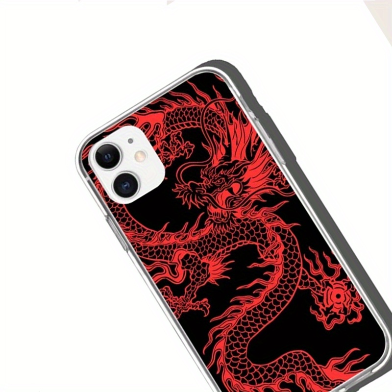 red dragon patterned transparent silicone phone case perfect gift for birthdays easter boys girlfriends details 1