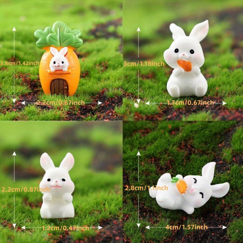 4pcs Mini Lapin Ornament, Résine Cartoon Carotte Lapin Figurine Pour  Jardin, Micro Paysage, Décoration Maison - Temu France