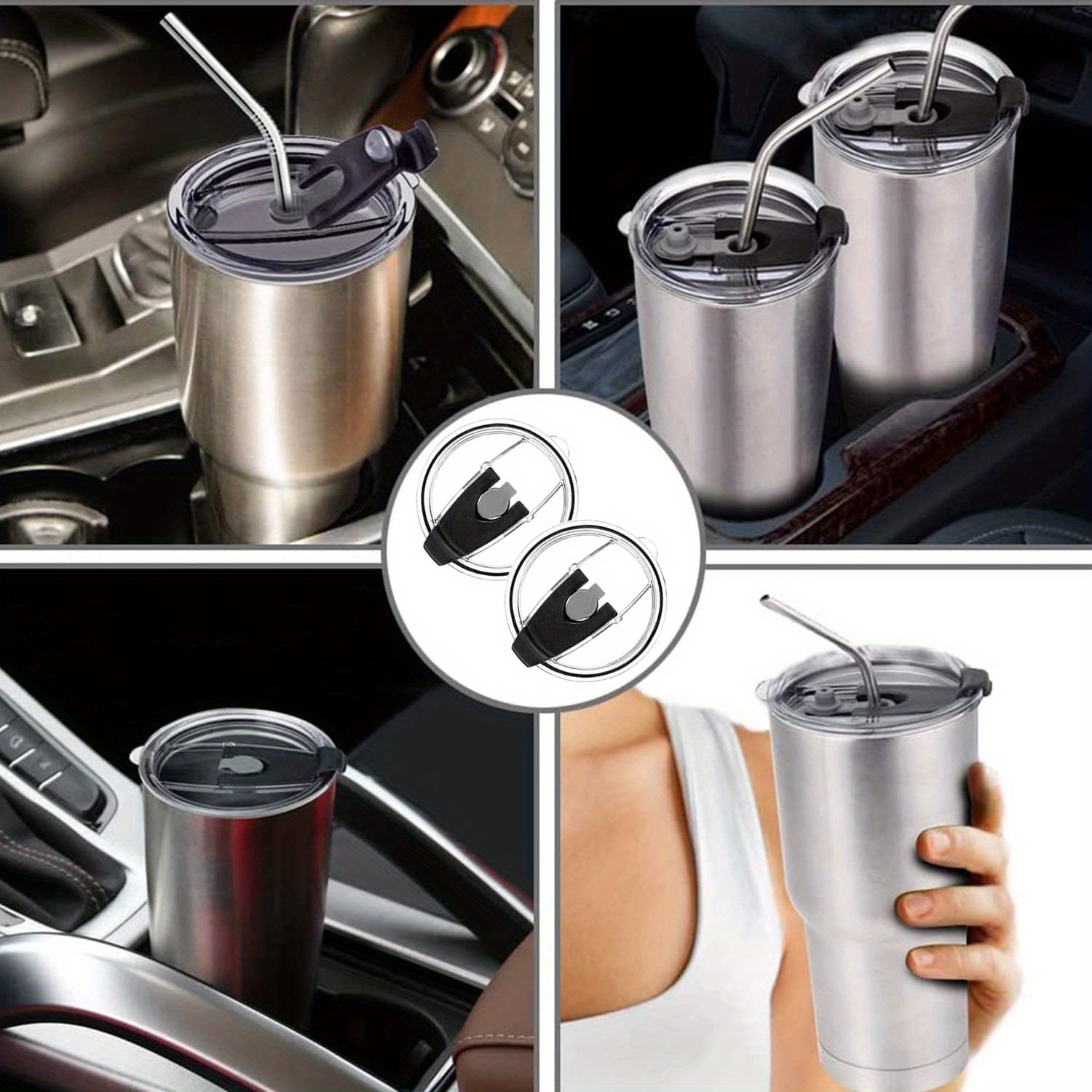 Tumbler Replacement Lids, Spill Proof And Splash Resistant Lid For Rambler,  Ozark Trail, , Straw Friendly (black) - Temu