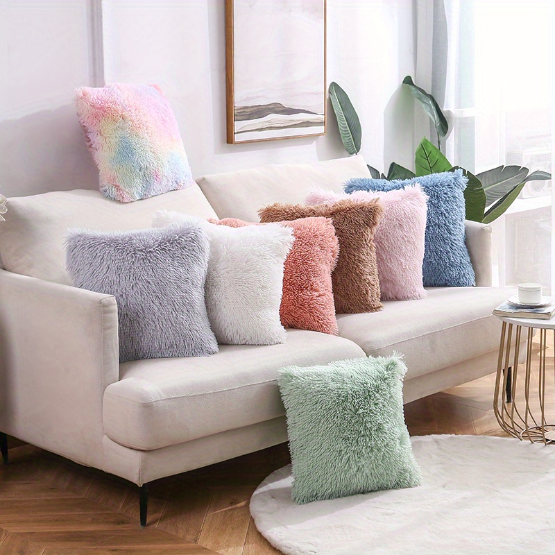 Cute And Cozy Faux Fur Throw Pillow Cover For Sofa Couch And - Temu