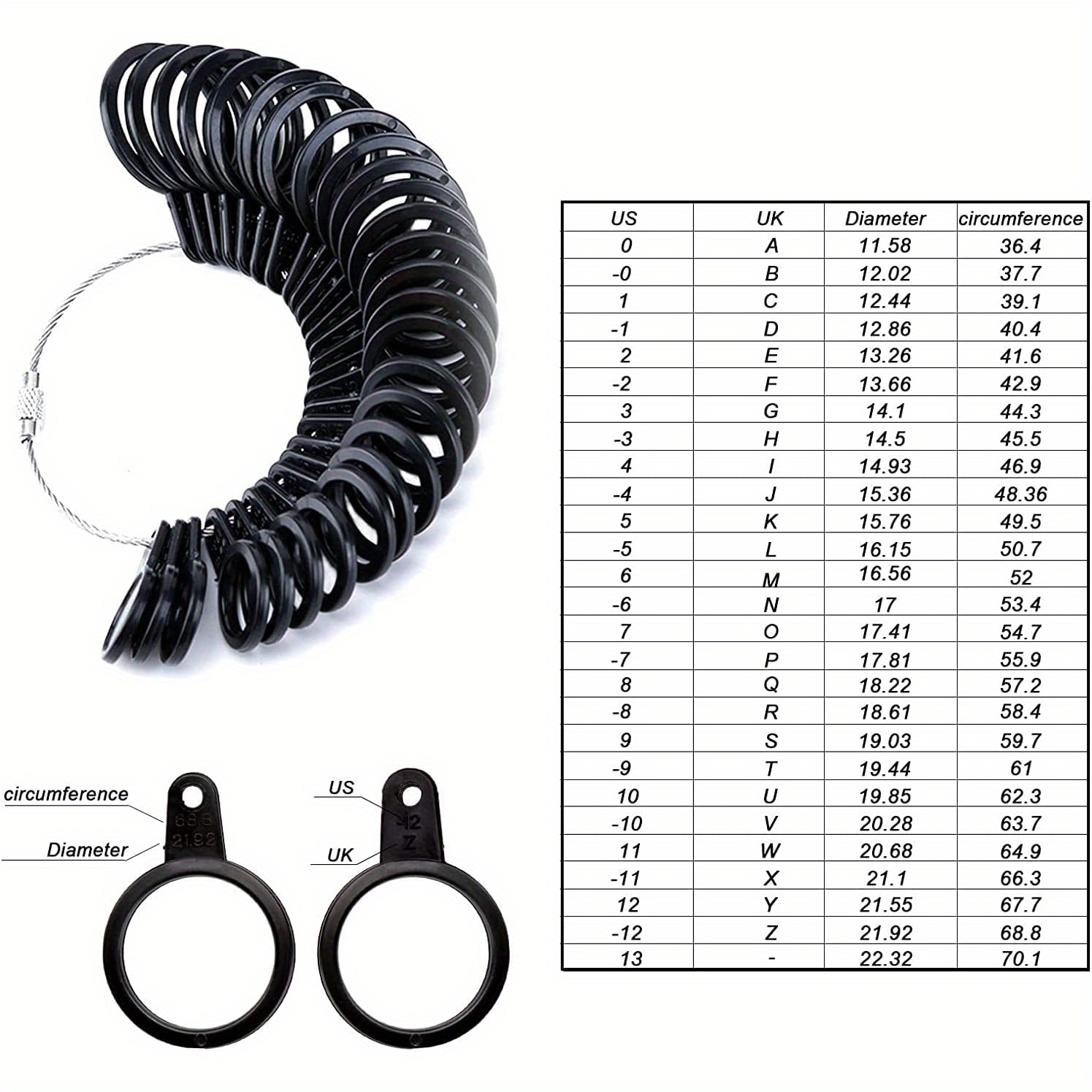 Ring Sizer Measuring Tool Plastic Ring Sizer Guage Sizes Temu