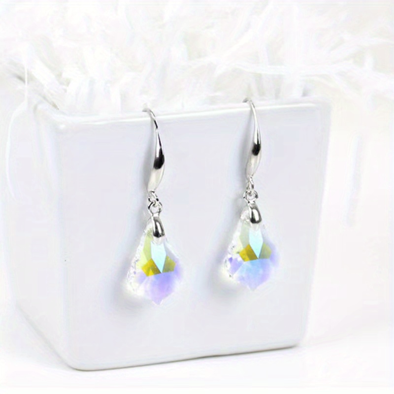 Temperament Crystal Maple Leaf Pendant Hook Earrings