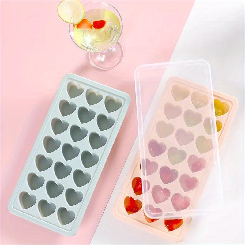 Hariumiu Kitchen 18 Cells Ice Cube Tray with Removable Lid - Heart, Star,  Moon Shape Silicone Mold for Fancy Drinks, Cocktails & Desserts 