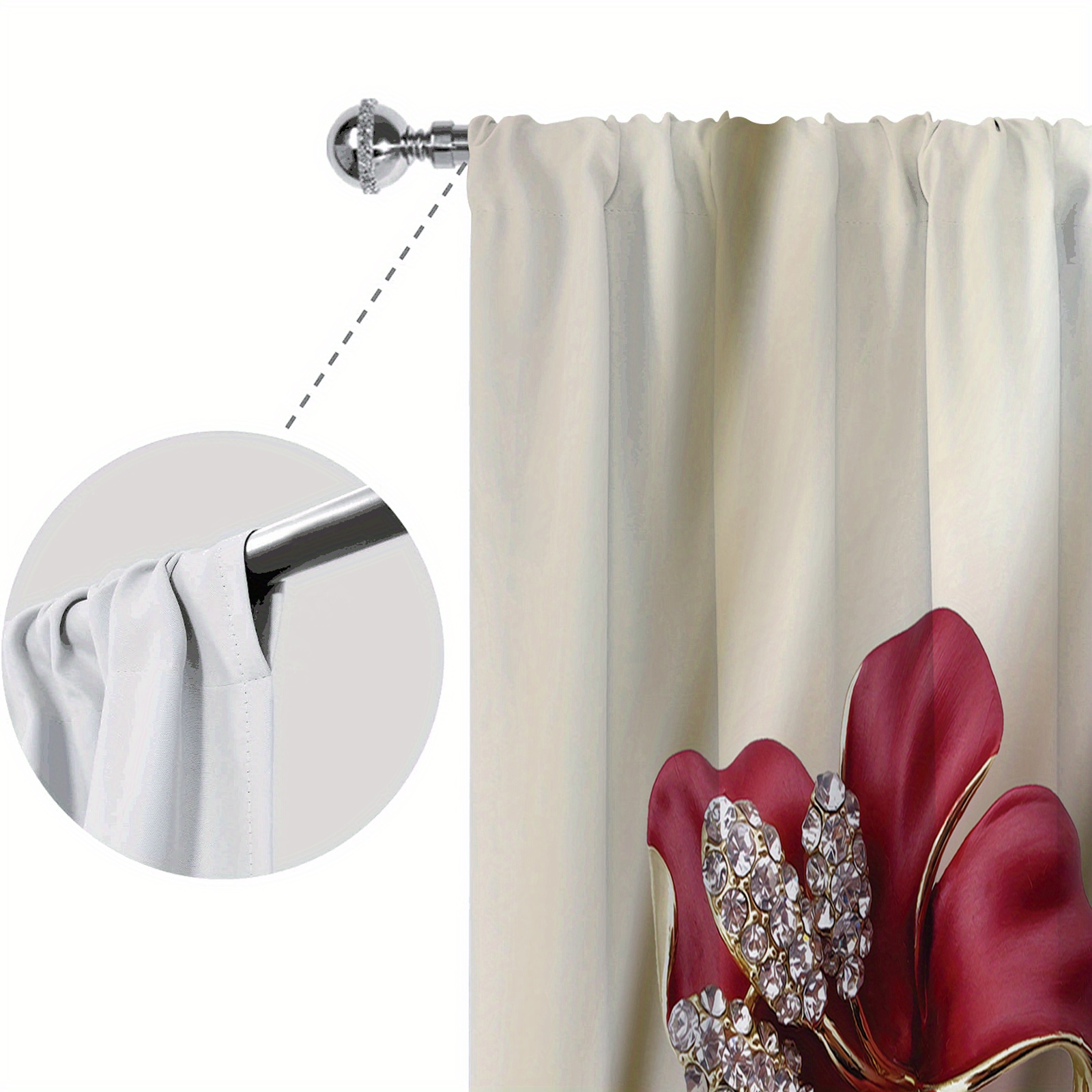 red rose blackout curtains soft polyester rod pocket window treatment for bedroom living room office and teen room blocks out light and provides privacy details 8