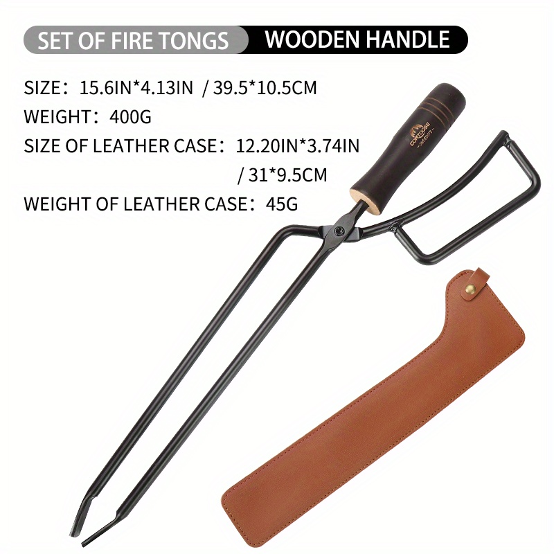 Contoose Fire Tongs Burning Carbon Charcoal Clip With Solid Wood Handle