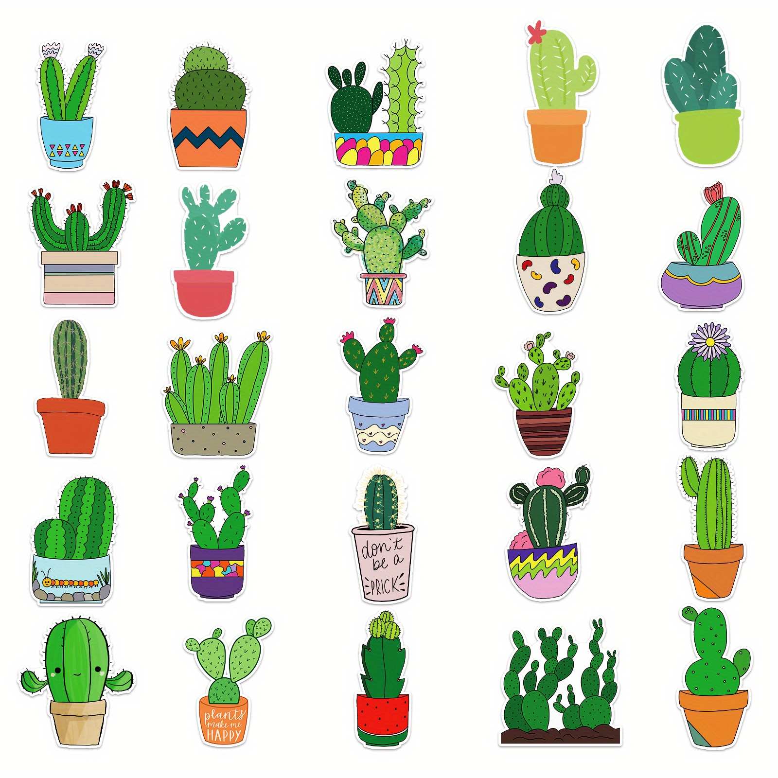 Cactus Pattern Waterproof Stickers For Water Bottles Laptop Temu