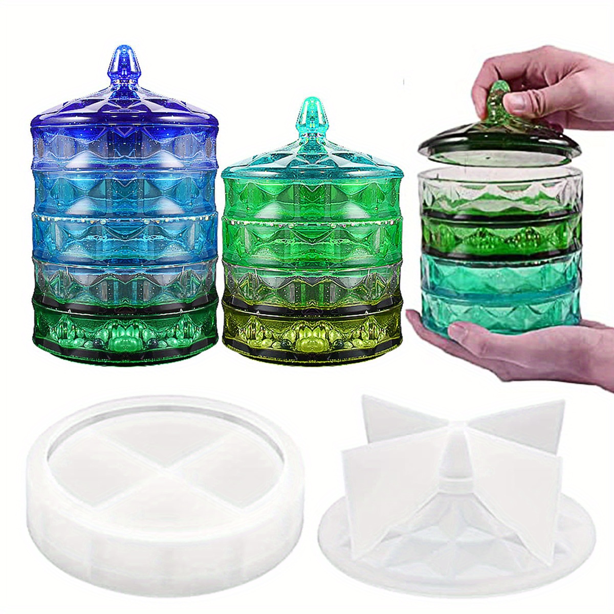 Green Glass Bathroom Storage Jar
