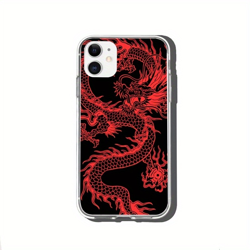 red dragon patterned transparent silicone phone case perfect gift for birthdays easter boys girlfriends details 3