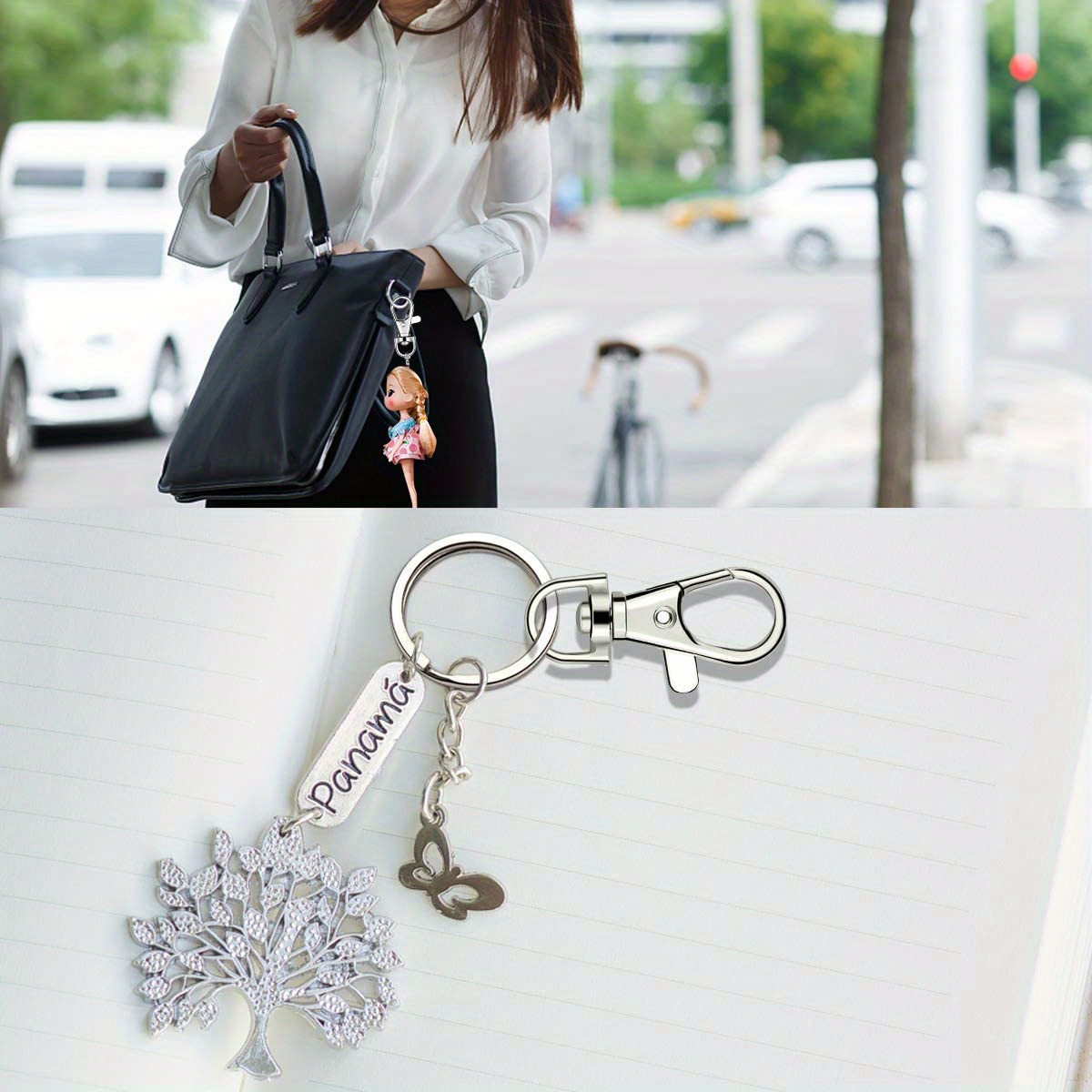 Unique Bargains 2 Pcs 25cm Long Metal Chain Connected Keyring Keychain W Clip Hook