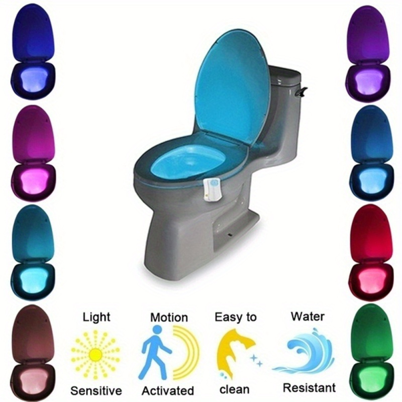 The Original Toilet Night Light - Toilet Lighting & Bathroom Night Light -  Motion Sensor Activated LED - Toilet Bowl Light - 9 Color Modes Including